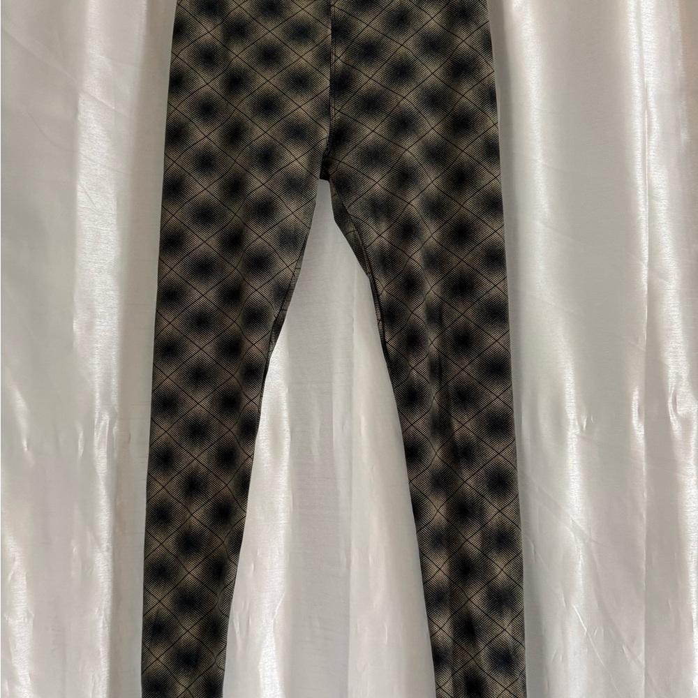 LuLaRoe Black and Brown Plaid Leggings - soft- one size